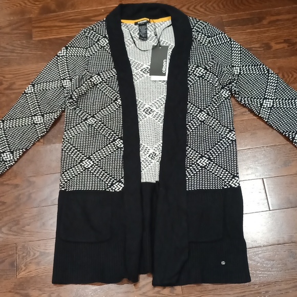 Olsen Henny Open Front Wool Yarn Cardigan Sweater Golden Glam S M - Picture 2 of 16